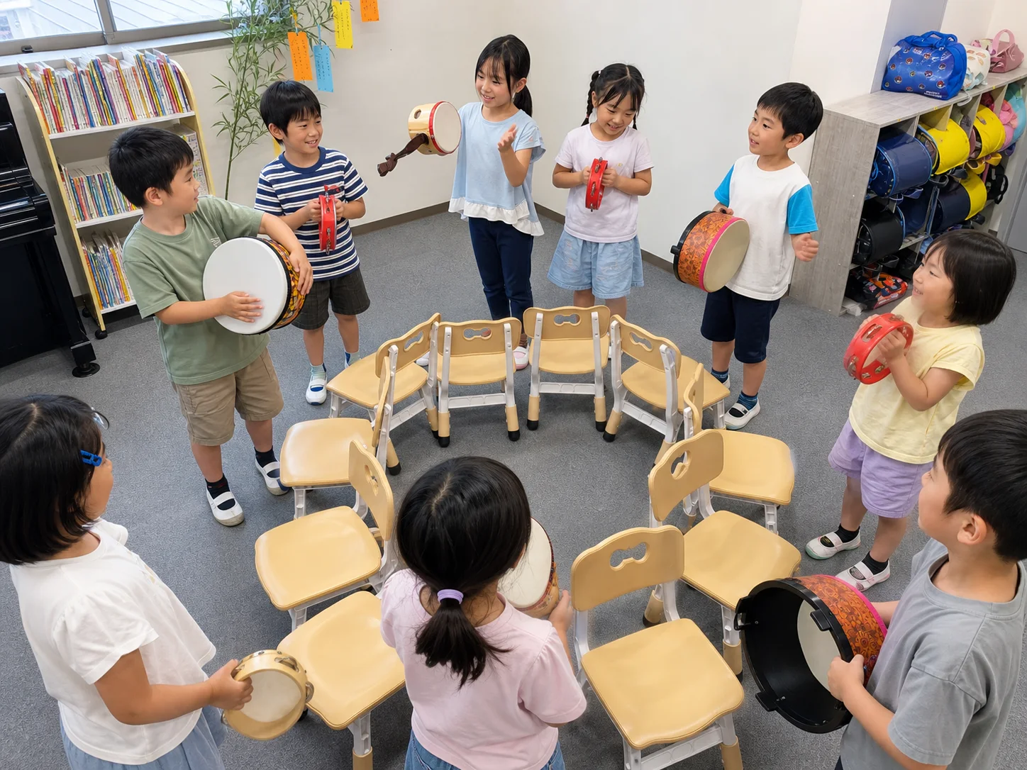 さまざまな打楽器を使ったワールドリズムの活動風景